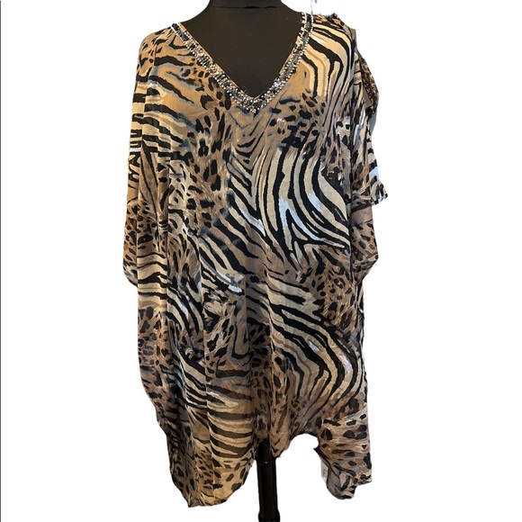 Other - 💰 Sol & Mer Women’s Sheer Animal print Caftan